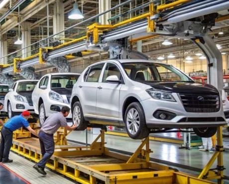 workers working in the car manufacturing factory